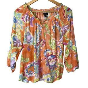 Lauren Ralph Lauren Top Women Medium Watercolor Blouse *